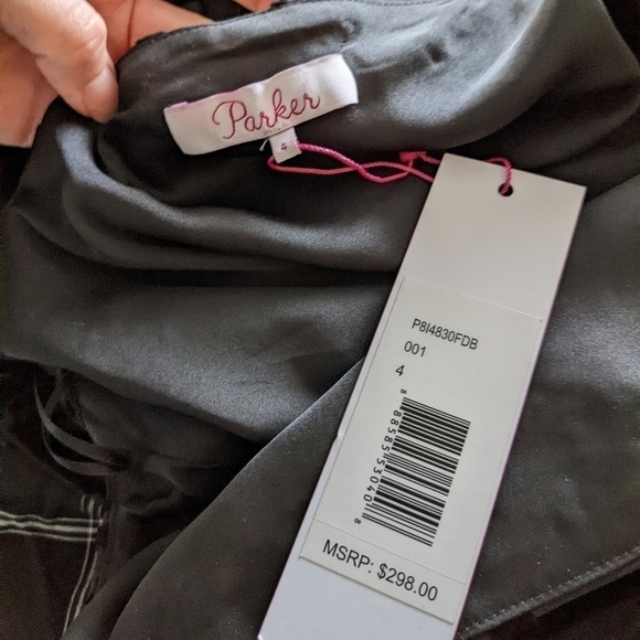 PARKER floral velvet burnout black Mini dress cowl neck 4 small - Picture 7 of 13